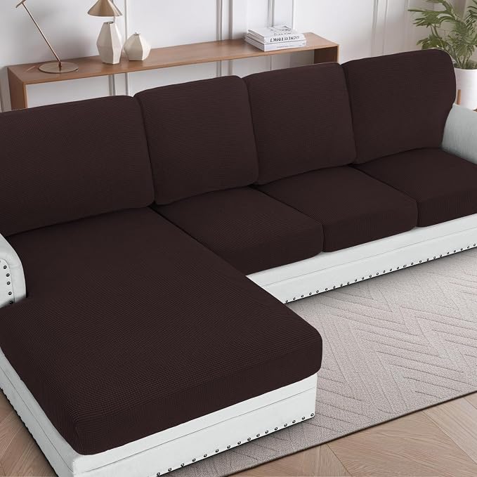 H.VERSAILTEX Sectional Couch Covers 4 Pieces Sofa Seat Cushion Covers L Shape by HVERSAILTEX