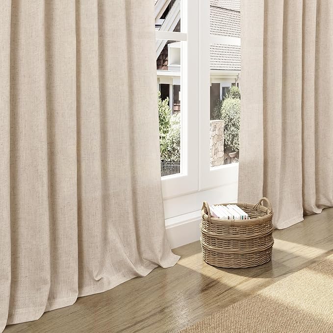 Grey Flax Linen Curtains 84 Inch Length 2 Panels Set - Image 5
