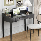 Space-Saving Black Wood Makeup Vanity Desk – Modern Computer Table by ukorua