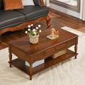 Rectangular Coffee Table with 2 Storage Drawers, Mid-century Solid Wood Living by MODERION-YourHomeSoulMate