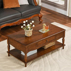 Rectangular Coffee Table with 2 Storage Drawers, Mid-century Solid Wood Living by MODERION-YourHomeSoulMate