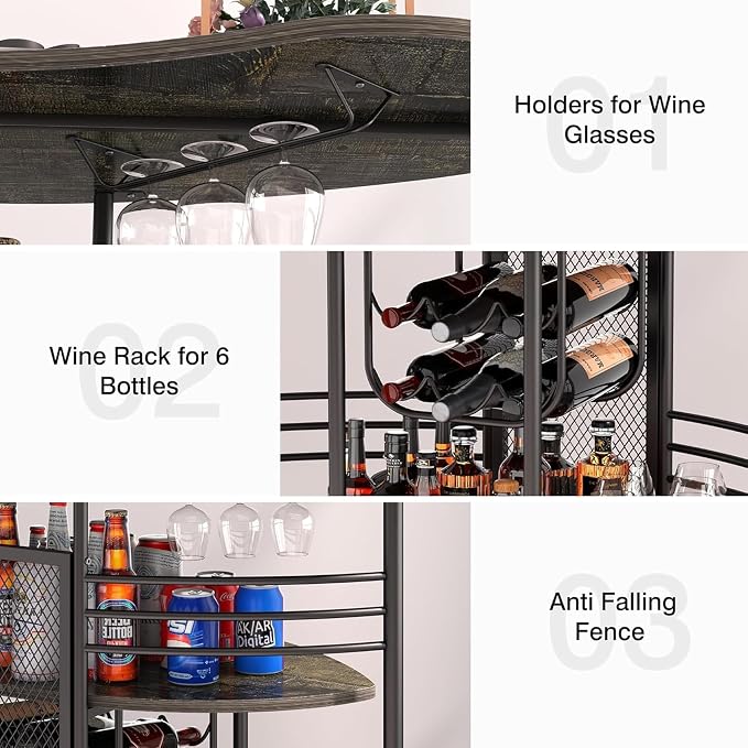 AC Pacific 43-Inch Industrial Home Bar Unit - Image 5