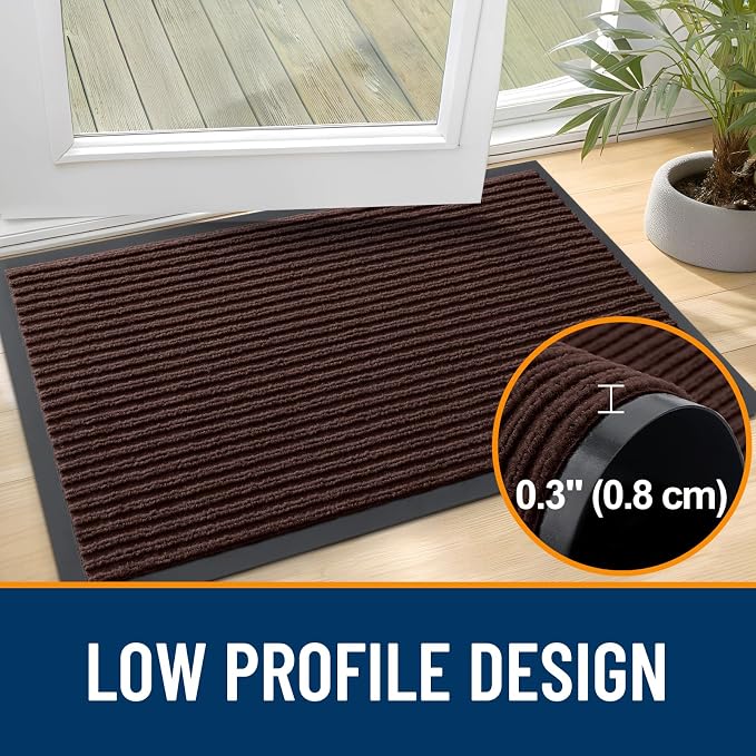 OLANLY 2-Pack Front Door Mats 47x23, Waterproof Heavy-Duty Doormats | Brown - Image 4