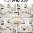 147'' Oversized U Shaped Cloud Sectional Sofa, Chenille Deep Seat Couches - Image 6