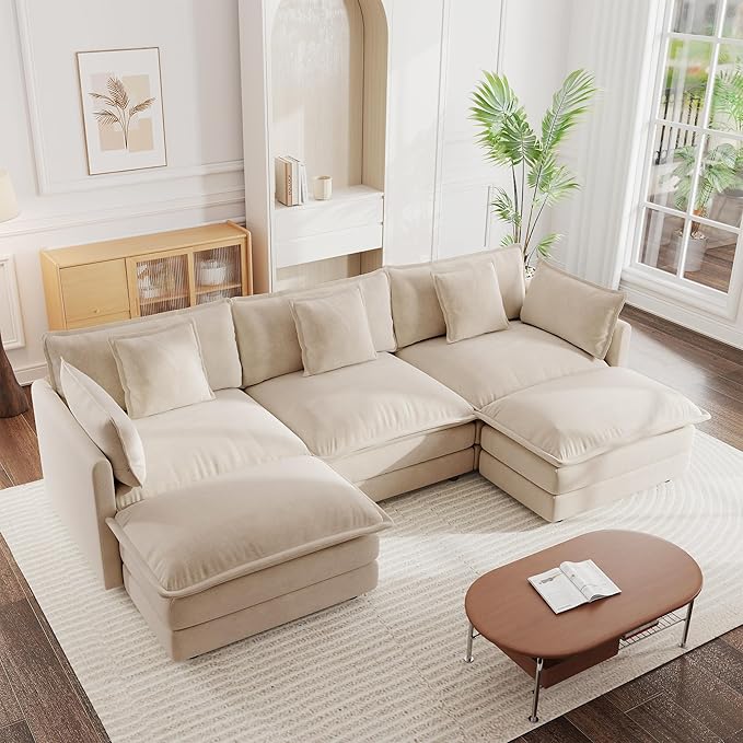 mikibama Modular Sectional Sofa, 111.5 Inch U Shaped Couch Set by Mikibama