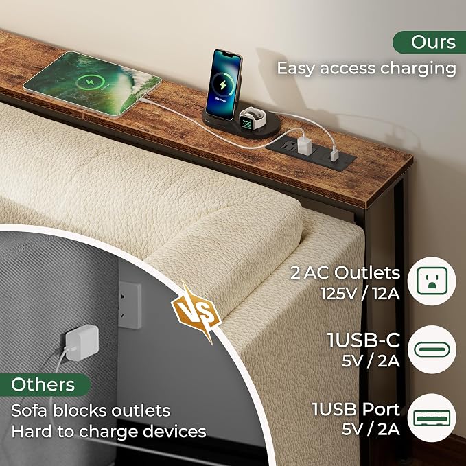 SUPERJARE 106.3 Inch Sofa Table - Image 5