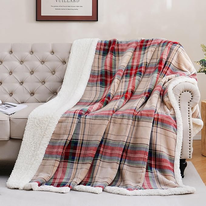 PU MEI Sherpa Fleece Throw Blanket 80" x 90" Reversible Plush Fluffy Large Big by HOME