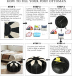 Thgonwid Unstuffed Moroccan Faux Leather Pouf Ottoman - Image 6