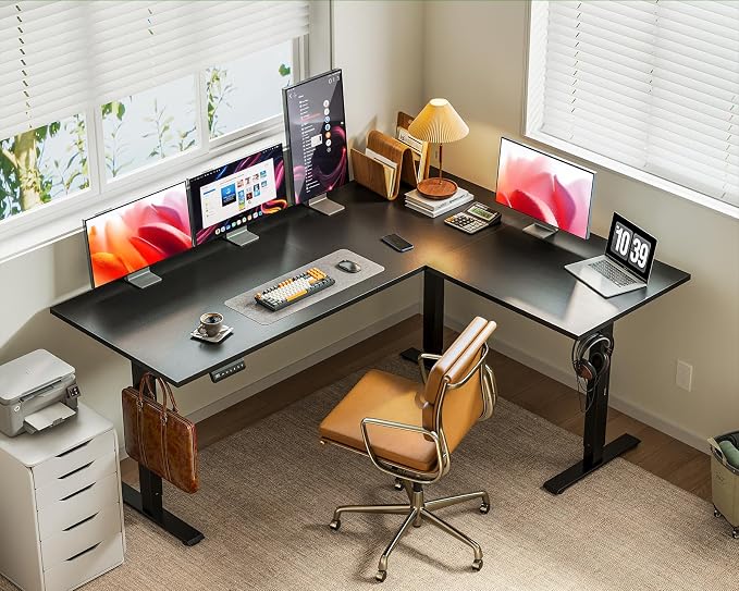 Casaottima 63 Inch Reversible L Shaped Electric Standing Desk, Ergonomic Height - Image 8