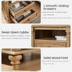 T4TREAM 24'' Farmhouse End Table w/4 Solid Wood Feet, Large 2 Drawers Wide Sofa - Image 5