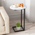 C Shaped End Side Table, Small Oval Couch Sofa Table by Katrawu