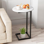 C Shaped End Side Table, Small Oval Couch Sofa Table by Katrawu