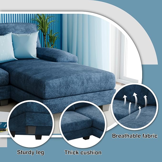 Furniwell Convertible Sectional Sofa Couch, 4 Seat Sofa Set - Image 3