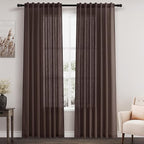 Coffee Linen Blend Drapes 84 Inch Length 2 Panels Set Back Tab Rod Pocket Light by Nanspring