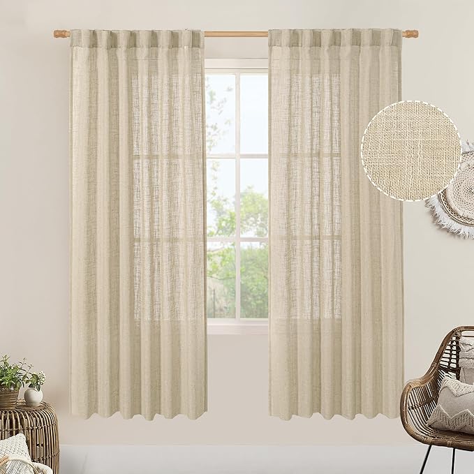 Light Filtering Linen Curtains 78 inches Long by LAMIT
