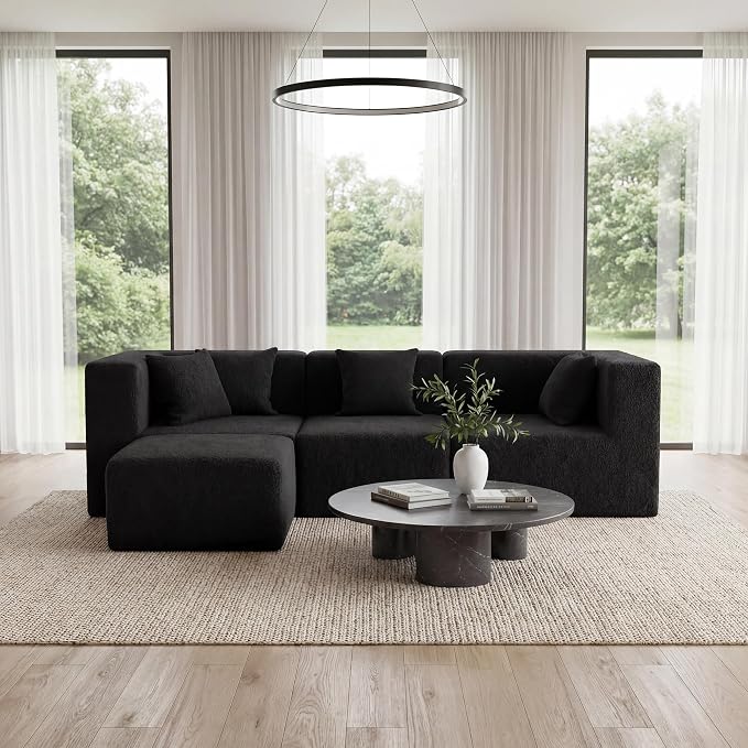 MONVANE 103'' Modular Sectional Sofa, Comfy Teddy Velvet Cloud Couch - Image 7