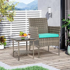 FDW 3 Piece Outdoor Furniture Set Patio Gray Wicker Chairs Furniture Bistro - Image 5