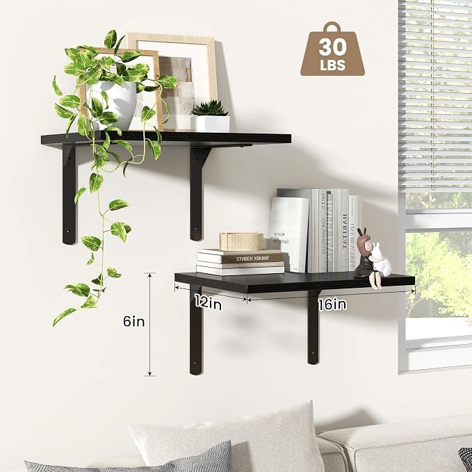 Fun Memories Floating Shelves for Wall, 12 Inch Deep Floating Shelves Set of 2 - Image 4