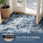 Rugflix 3x8 Runner Rug for Hallway, Washable Navy Blue Long Runners | Machine - Image 6