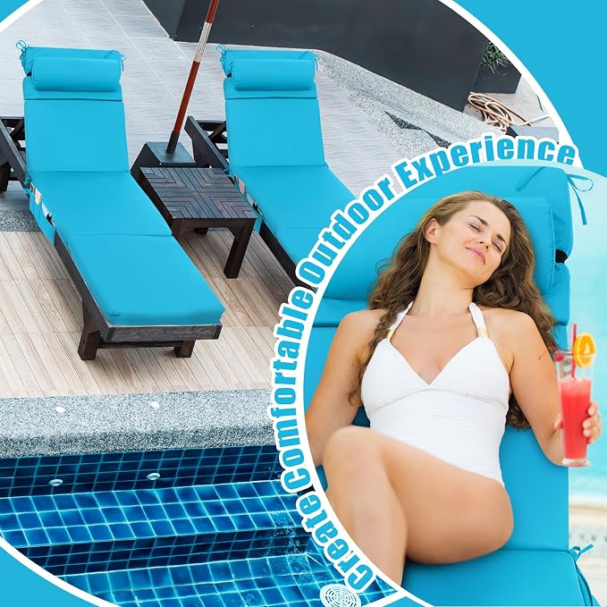 Wenqik 2 Pcs Outdoor Chaise Lounge Cushion - Image 4