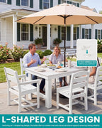 SERWALL Outdoor Dining Table Set, 67‘’ HDPE Patio Dining Set - Image 3
