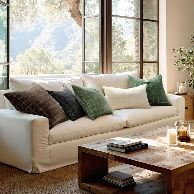 MIULEE Decorative Chenille Check Throw Pillow Covers Vintage Plaid Couch - Image 5