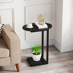 Hosfais Small Side Table End Table, C-Shaped Wood Coffee Table TV Tray - Image 4