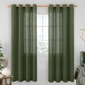 Linen Sheer Curtains 80 inch for Living Room, Soft Thick Light Filtering Boho by LAMIT