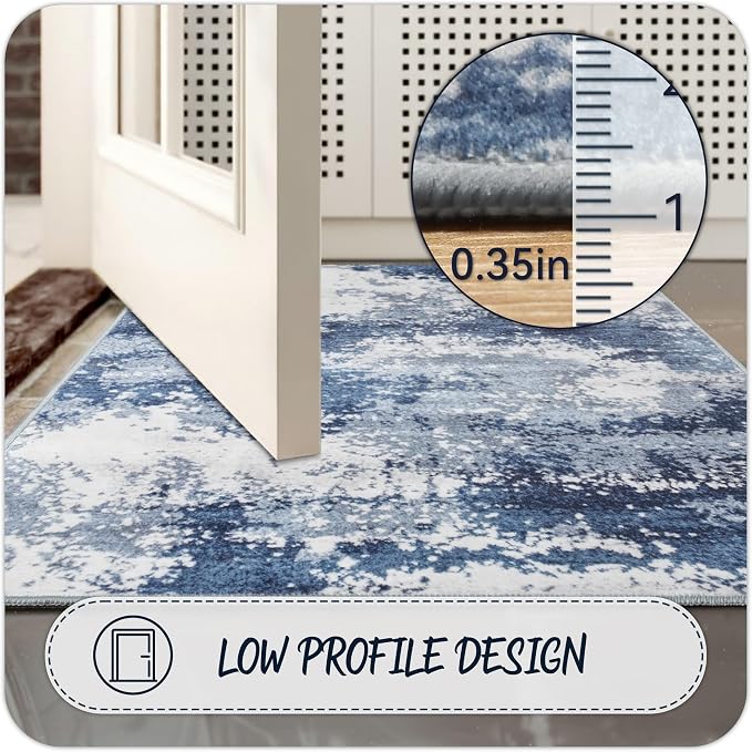 Blue Rug Runners for Hallways Kitchen 2.6x8 Non Slip Washable Entryway Runner - Image 4