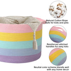 90L Large Blanket Basket, 21.7"L x 21.7"W x 13.8"H Rope Woven Baskets - Image 3