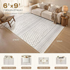 cotiled 6x9 Area Rugs for Living Room: Boho Washable Rug for Dining Room | - Image 2