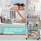 LIDTOP 2In1 Diaper Caddy & 4-Tier Rolling Diaper Cart, Diaper Caddy Organizer - Image 4