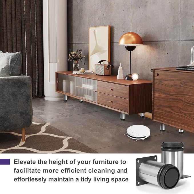 3 Inch Metal Furniture Legs Stainless Steel Adjustable Legs Silver Table Legs - Image 4