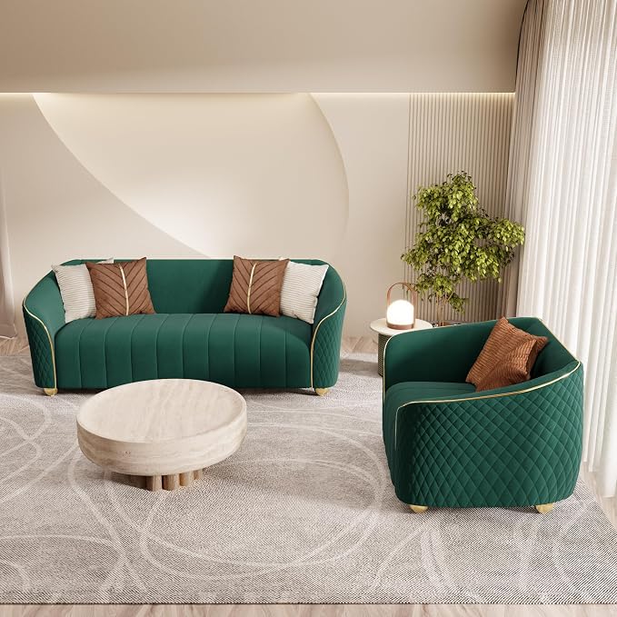 2-Piece Luxury Velvet Sofa Set for Living Room, Elegant Design Couch Set - Image 3