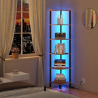 TUTOTAK Corner Shelf with LED Light, 6-Tier Corner Bookshelf by ChoosetutotakFurnitureBuildYourCozyHome