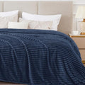 BEDELITE 3D Ribbed Jacquard Navy Blankets Queen Size by BEDELITE
