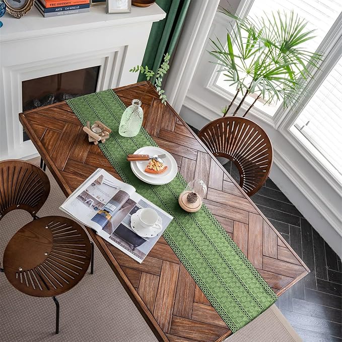 Macrame Table Runner Green Boho Table Runners - Image 6