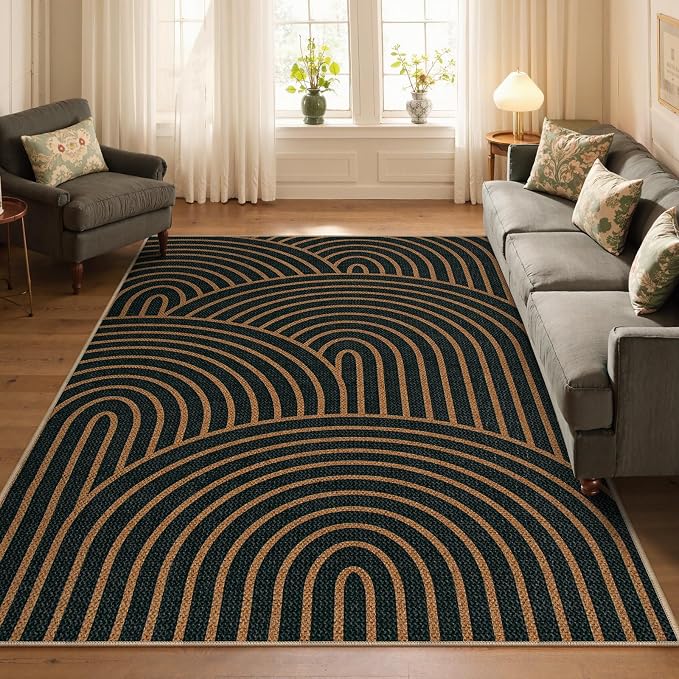 Lahome Modern Rainbow Easy Jute Carpet, Washable 5x7 Area Rugs - Image 7