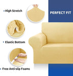 Stretch Couch Covers for Sofa, 3 Cushion Couch Slipcover, Champagne | 1-Piece - Image 7