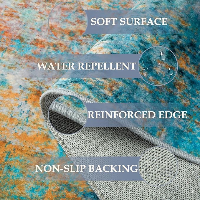 RELEANY Washable 4'x6' Abstract Area Rug - Image 3
