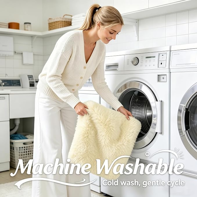 OLANLY 3x5 Machine Washable Small Bedside Rug, Soft Fluffy Shaggy Rugs - Image 2