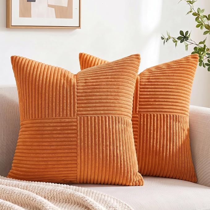Fancy Homi 2 Packs Burnt Orange Decorative Throw Pillow Covers 18x18 Inch by Fancy+Homi