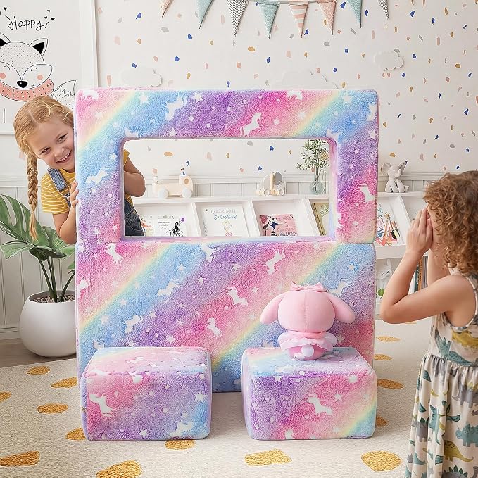 MeMoreCool Glow in the Dark Kids Couch – Modular Fold-Out Toddler Sofa | - Image 2