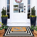 Front Door Mat Indoor Outside Entrance, 2x3 Modern Black White Rug | Non-Slip - Image 5