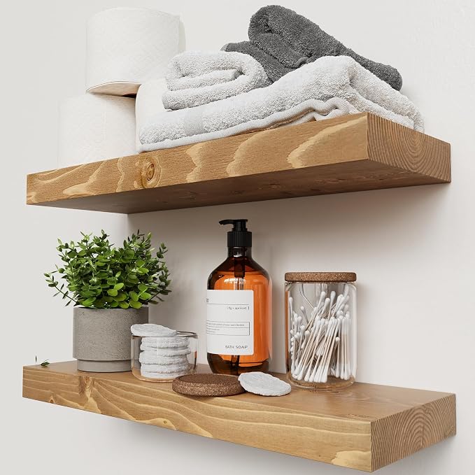 BAOBAB WORKSHOP Natural Wood Floating Shelves by BAOBABWORKSHOP