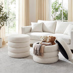 Flouki 19.5" Storage Ottoman Round, Vanity Stools by Flouki