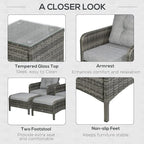 Outsunny 5 Pieces Rattan Wicker Lounge Chair Outdoor Patio Conversation Set - Image 5
