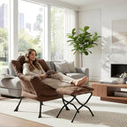 MBOOYOME Lazy Chair with Folding Ottoman, Modern Accent Armchair with Armrests - Image 2