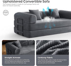 79" Convertible Sofa Bed with Fixed-Shape Frame & Removable Armrests, Modular - Image 5