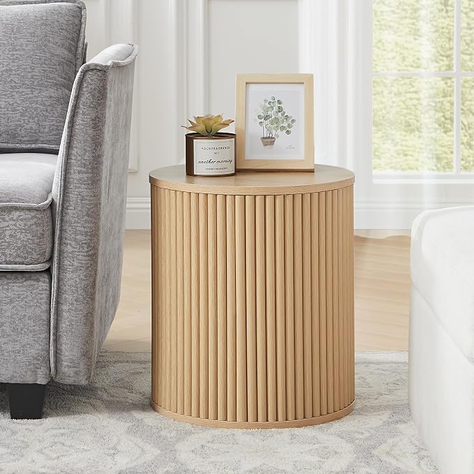 AVZEAR Small Round Side Table Fluted Night Stand Set of 2, Modern Boho End Table - Image 7
